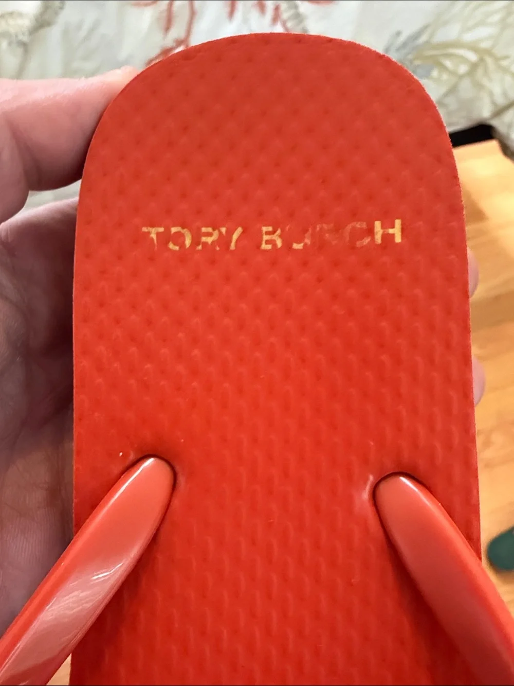 Tory Burch printed thin flip-flops - size 9 orange